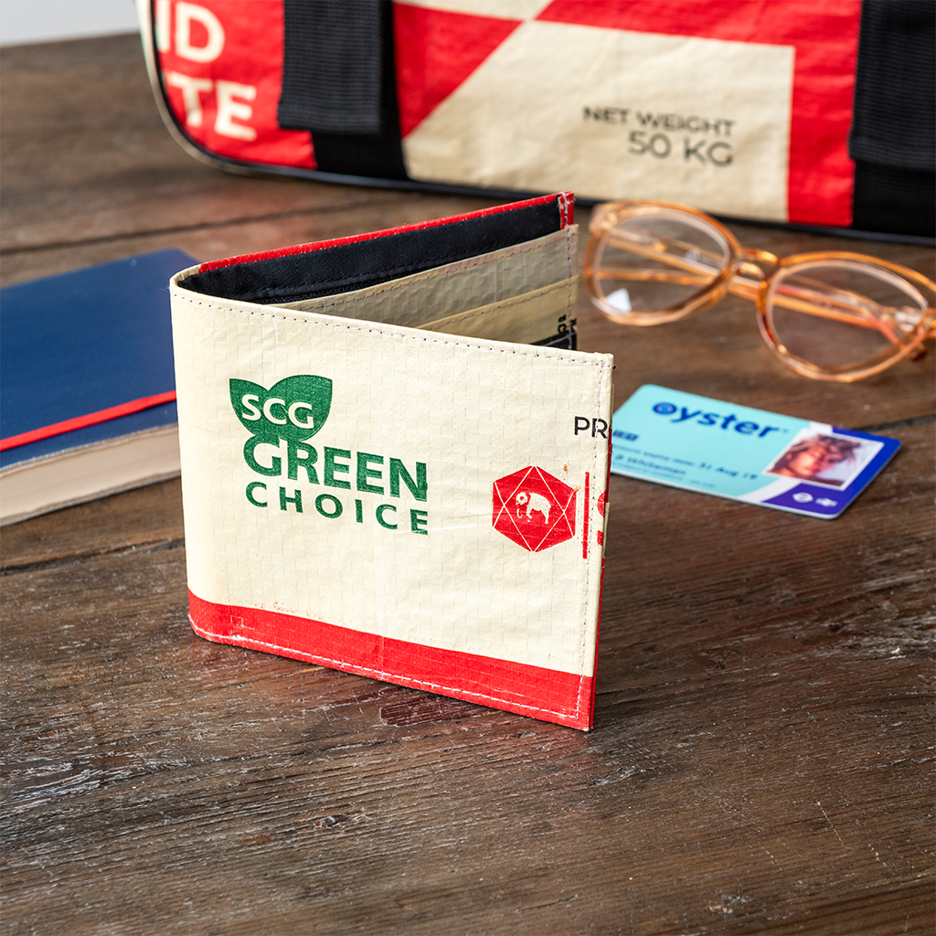 recycled cement bag bifold wallet
