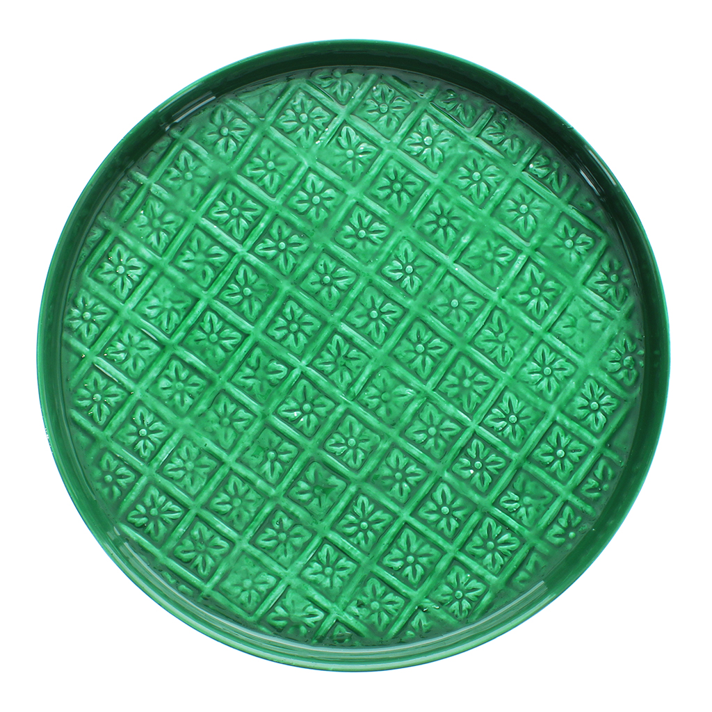 round enamel trinket tray (30cm) - dark green