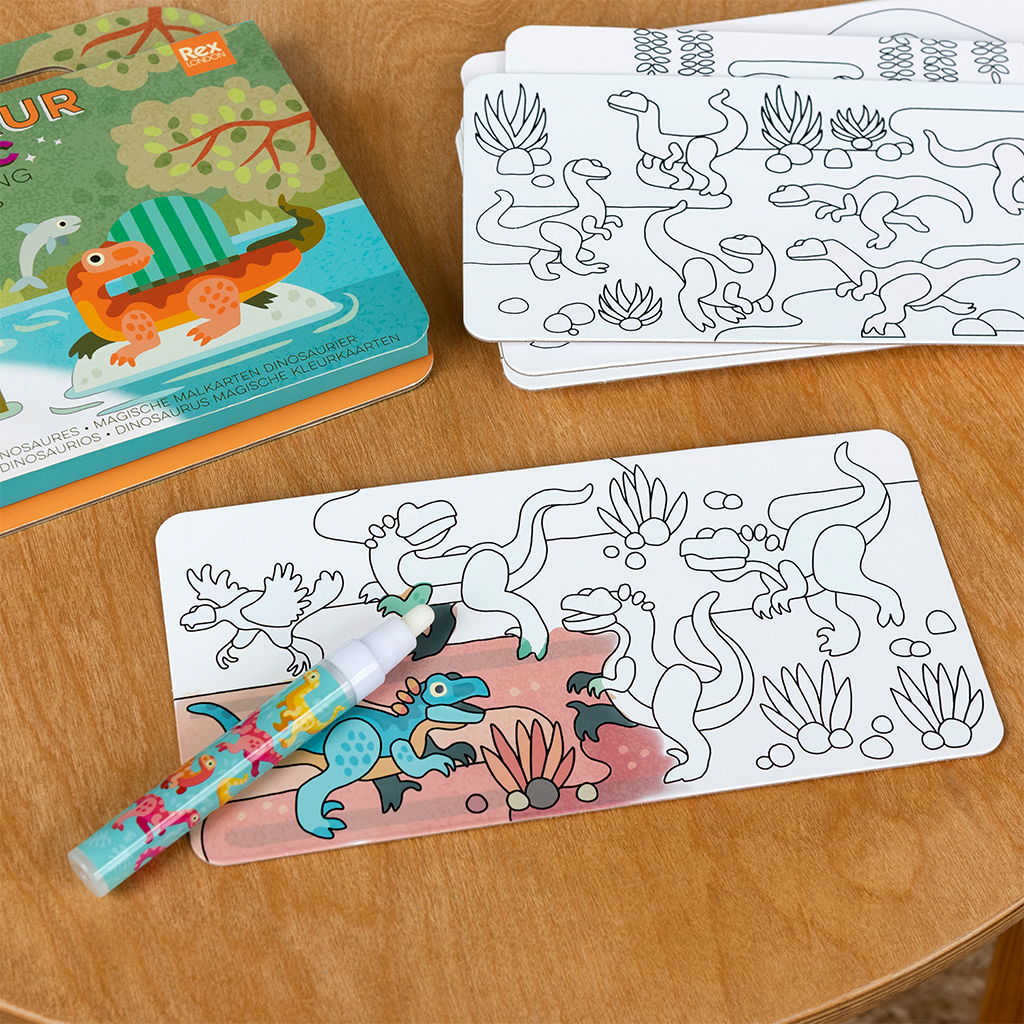 magic water colouring cards - baby dinos