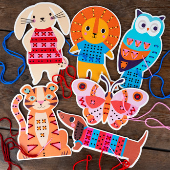 kit d'apprentissage de la couture au point main en bois - tigre