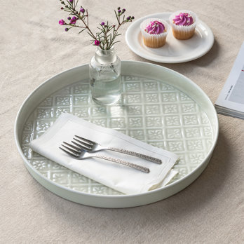 round enamel trinket tray (30cm) - light grey