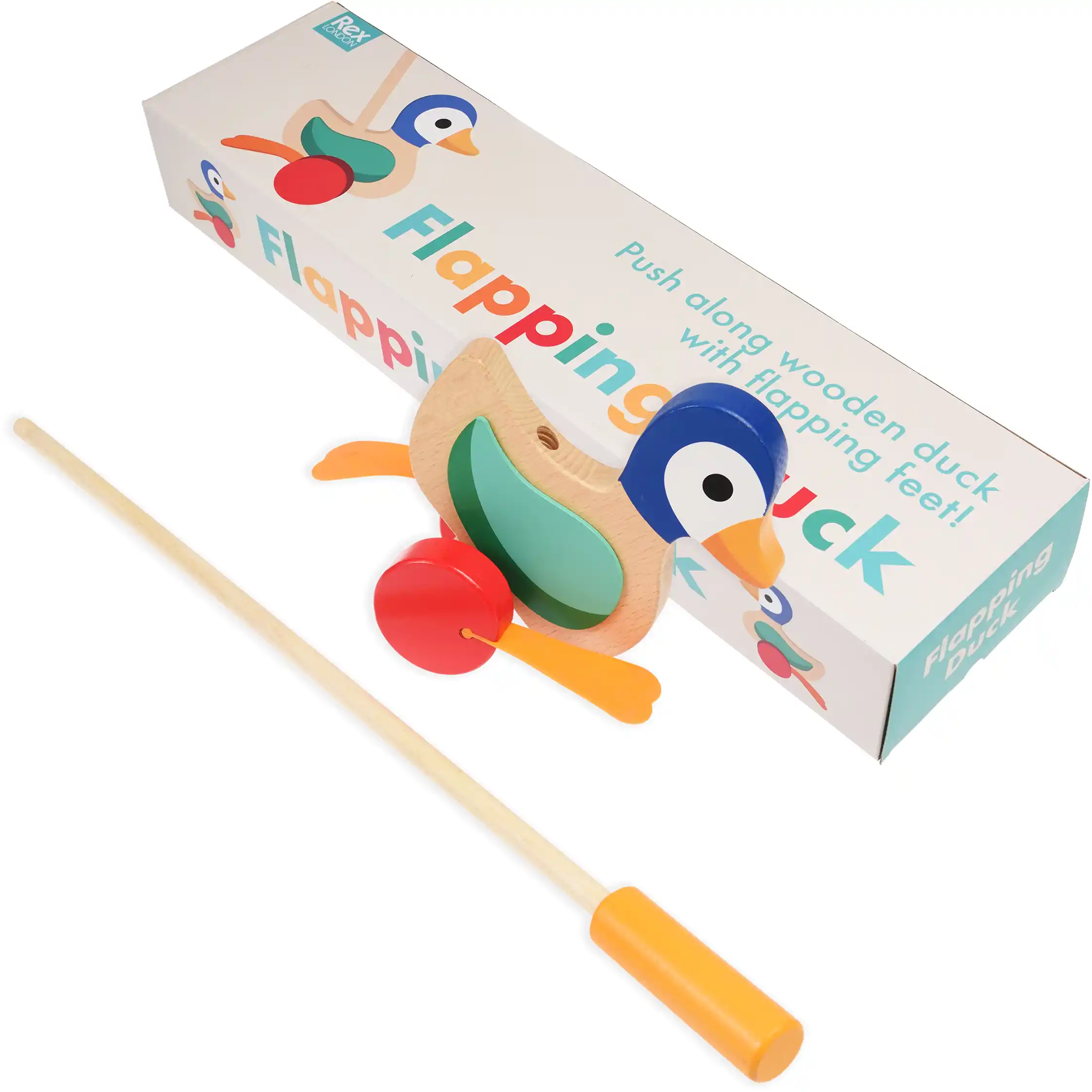 wooden push along flapping duck