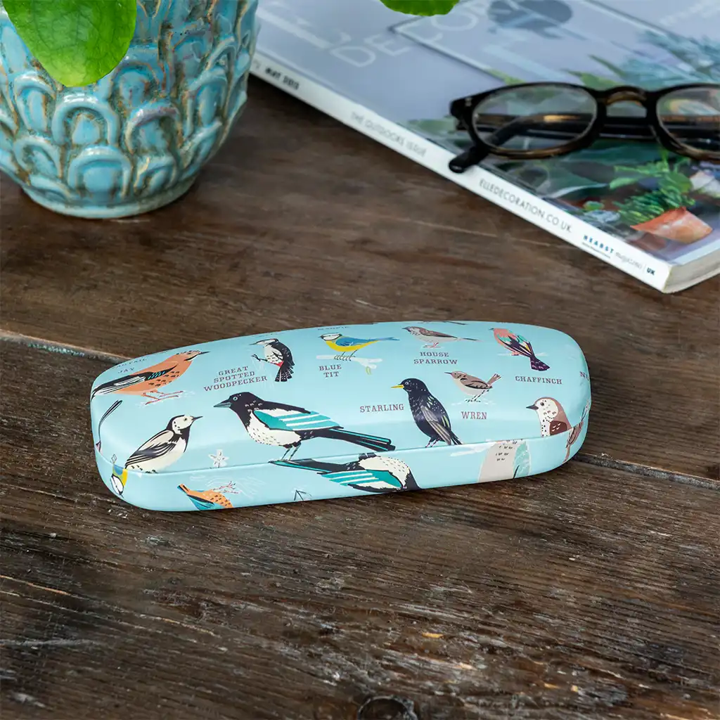glasses case & cleaning cloth - garden birds