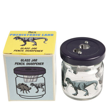 glass jar pencil sharpener - prehistoric land