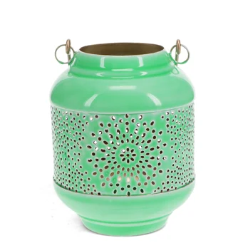 enamel tealight lantern - green enamel tealight lantern - green