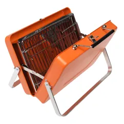 portable suitcase bbq - burnt orange