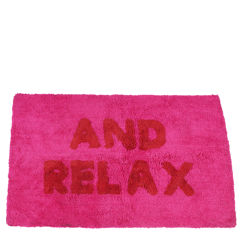 tufted cotton bath mat - 'and relax' pink