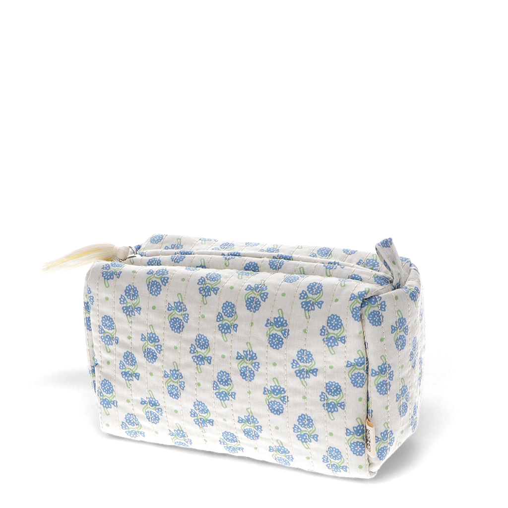 quilted makeup bag - cornflower