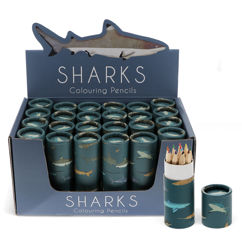crayons de couleur requins en tube (lot de 12)
