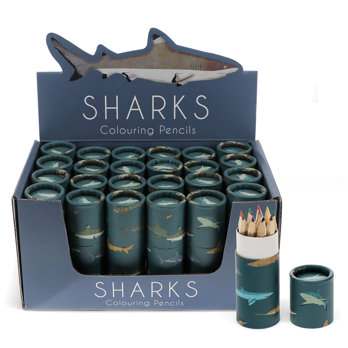 tube of colouring pencils - sharks
