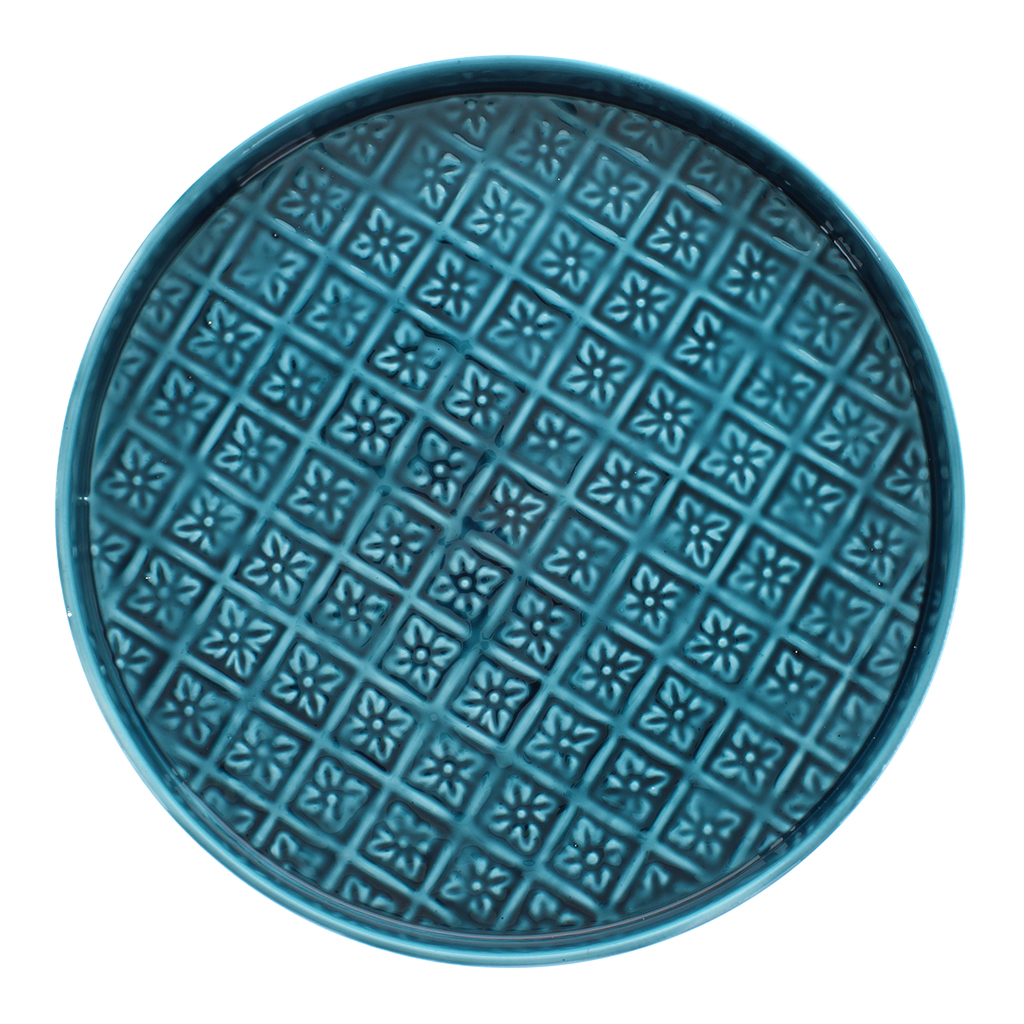 round enamel trinket tray (30cm) - blue