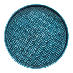 runde schmuckschale aus emaille (30cm) - blau