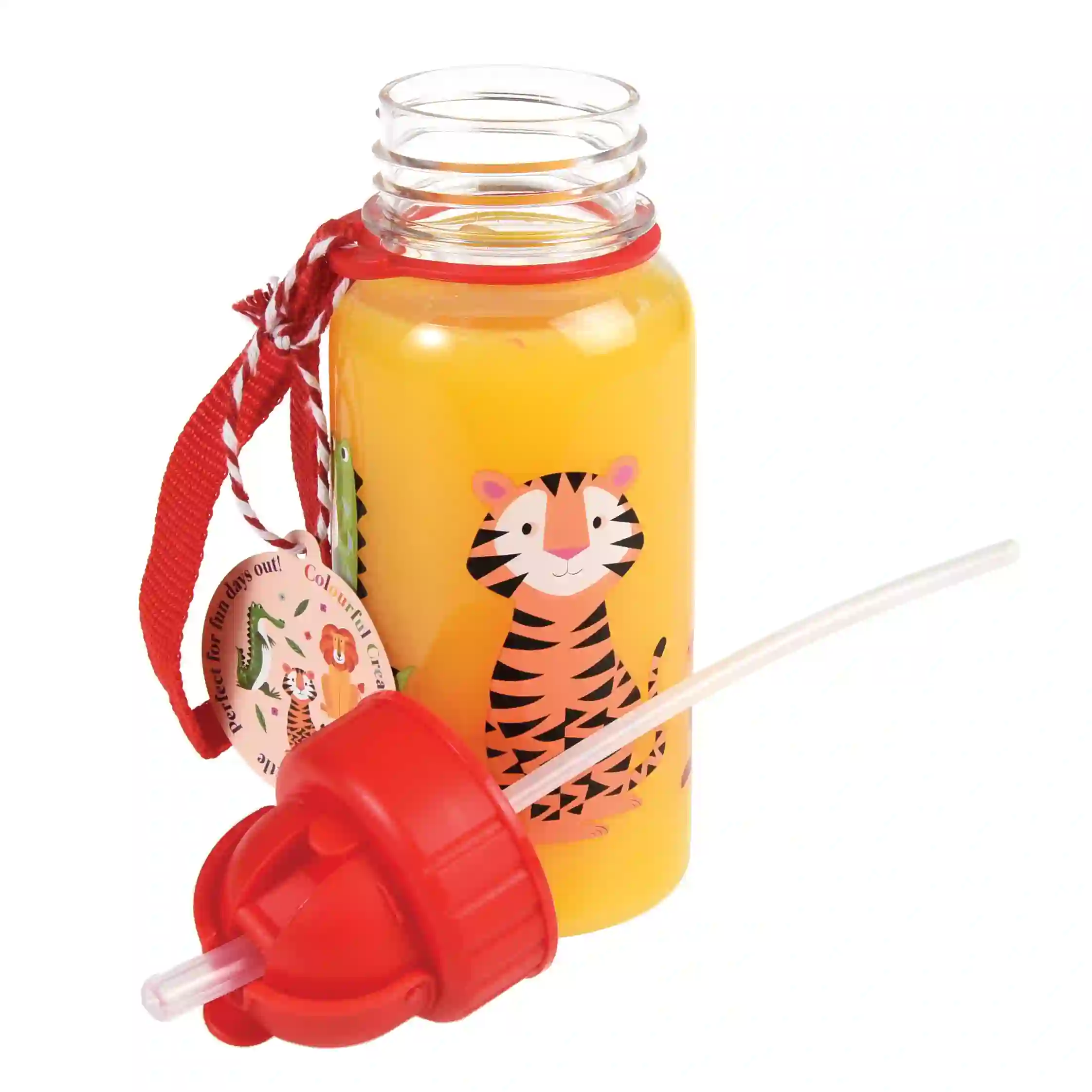 children's water bottle with straw 500ml - colourful creatures