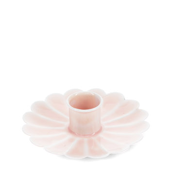 enamel flat flower candle holder - soft pink