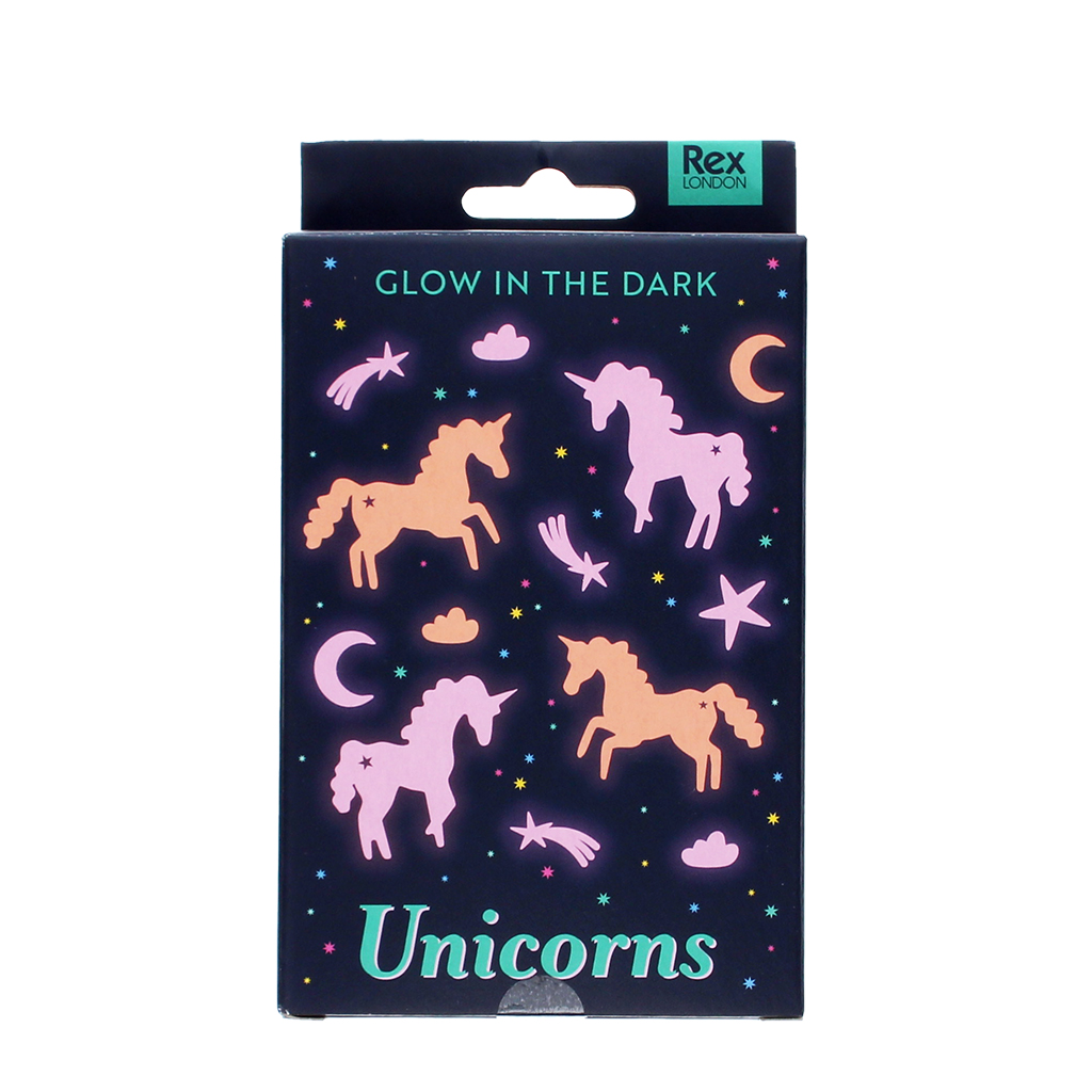 glow in the dark stick-on shapes (box of 24) - unicorns