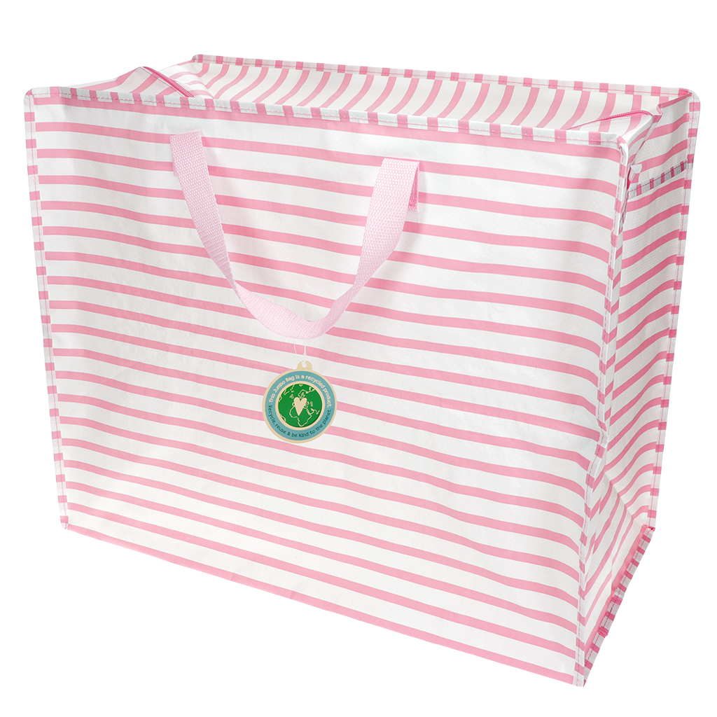 jumbo storage bag - coral stripes