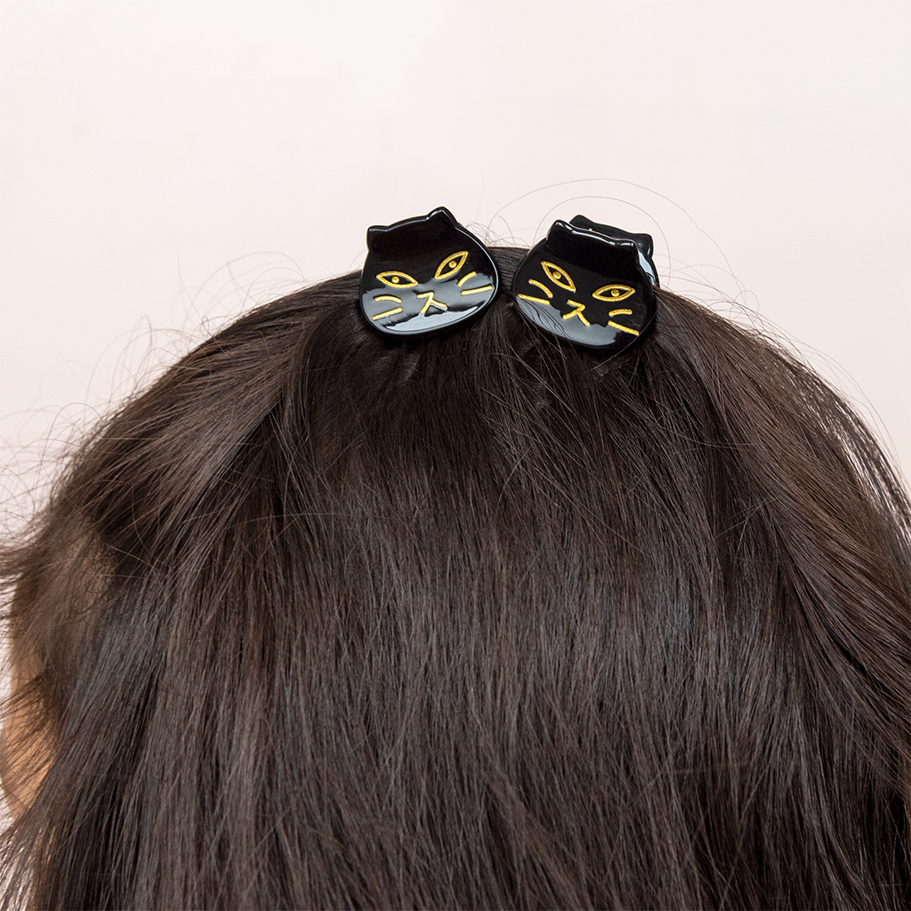 mini hair claw clips (set of 2) - black cats
