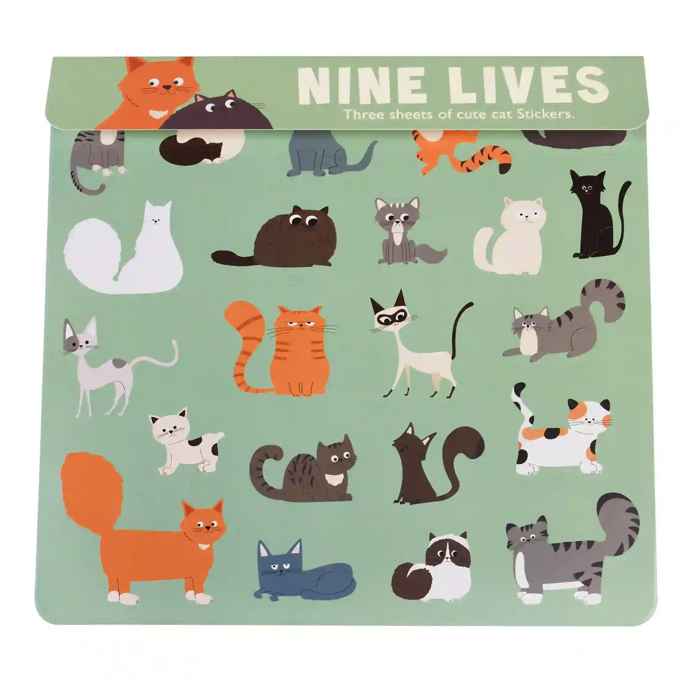 conjunto de 3 hojas de pegatinas nine lives