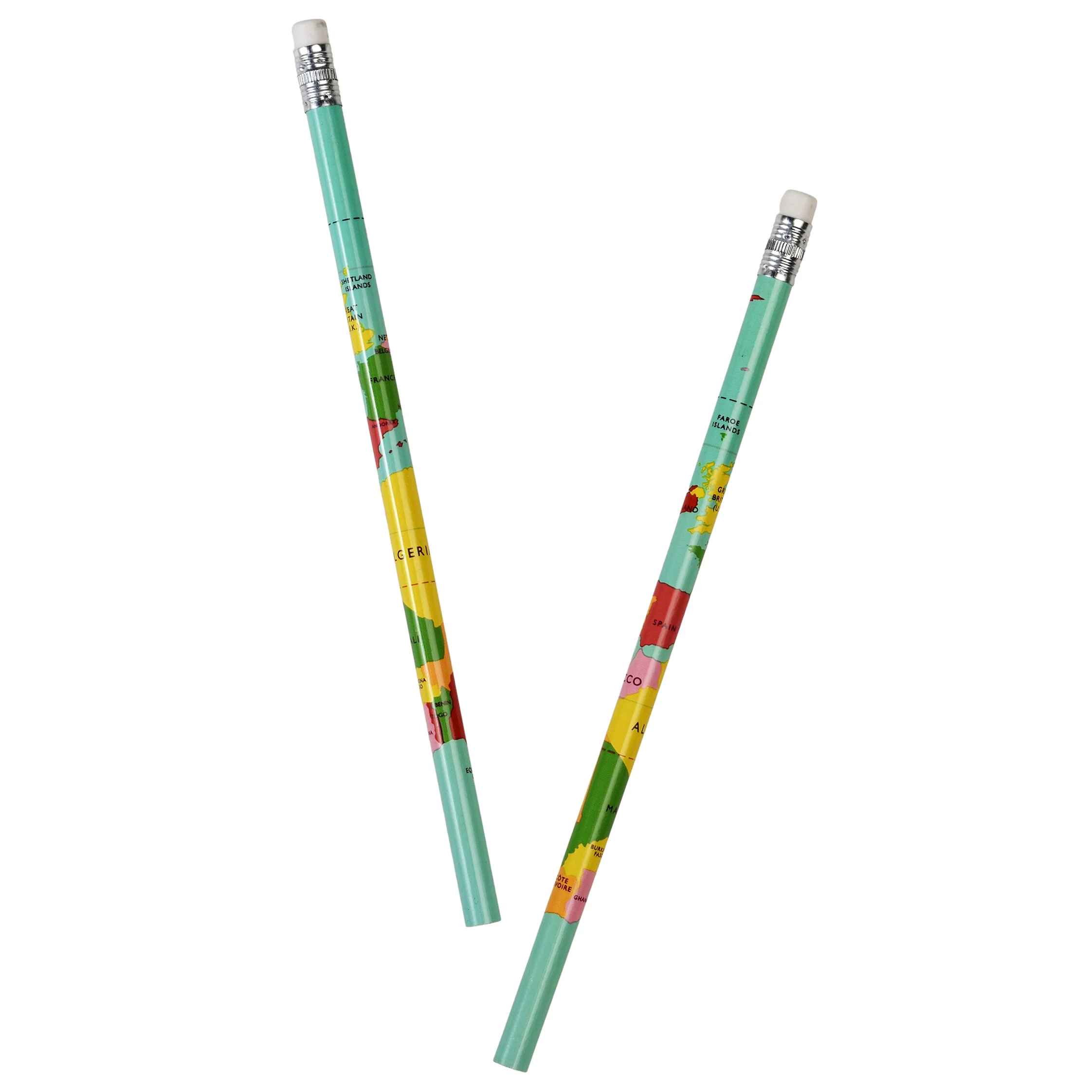 hb pencils (pack of 6) - world map