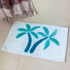 tapis de bain tufté en coton - palmiers
