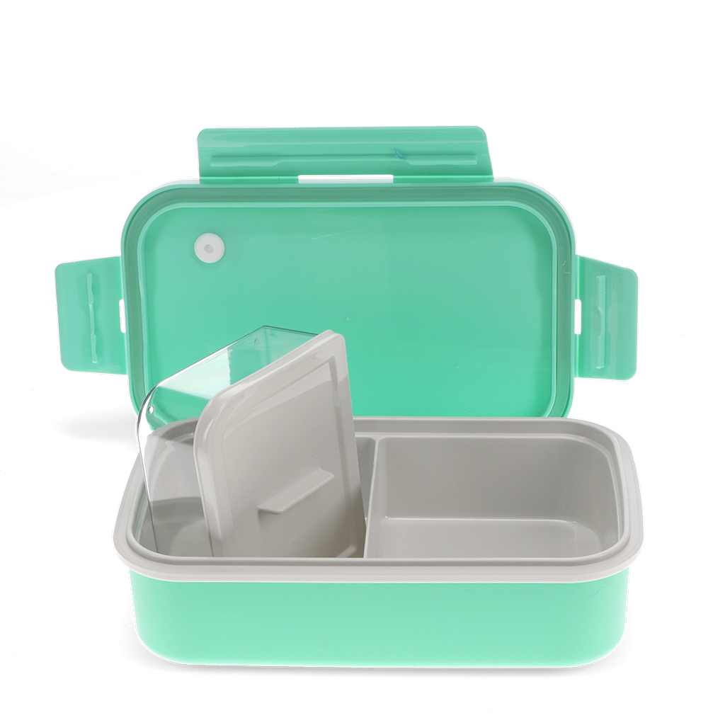 double wall lunch box with divider - aqua