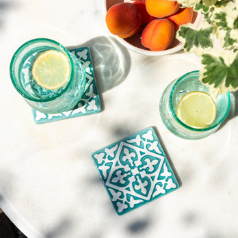 dessous de verre en céramique (lot de 2) - turquoise