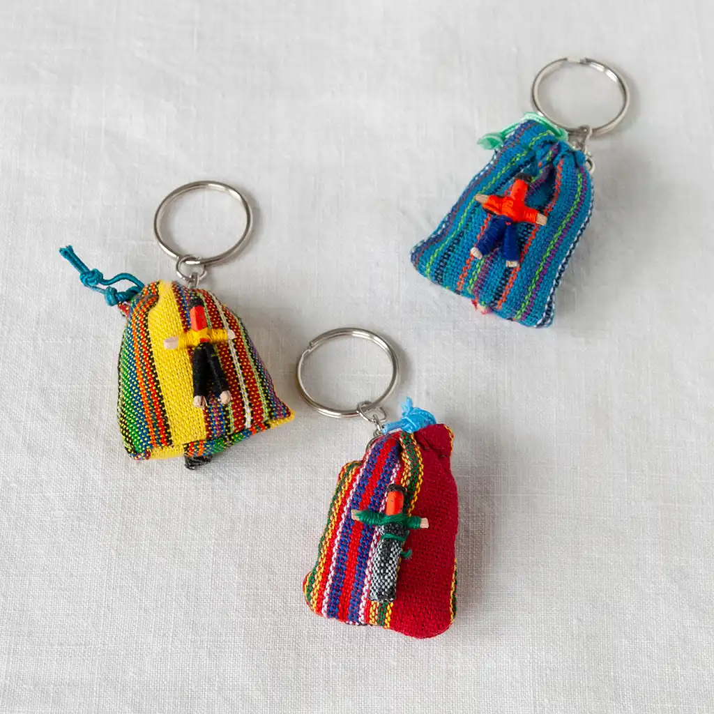 mini worry doll amulets with keyring - assorted