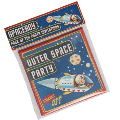 set of 10 children's party invites - spaceboy