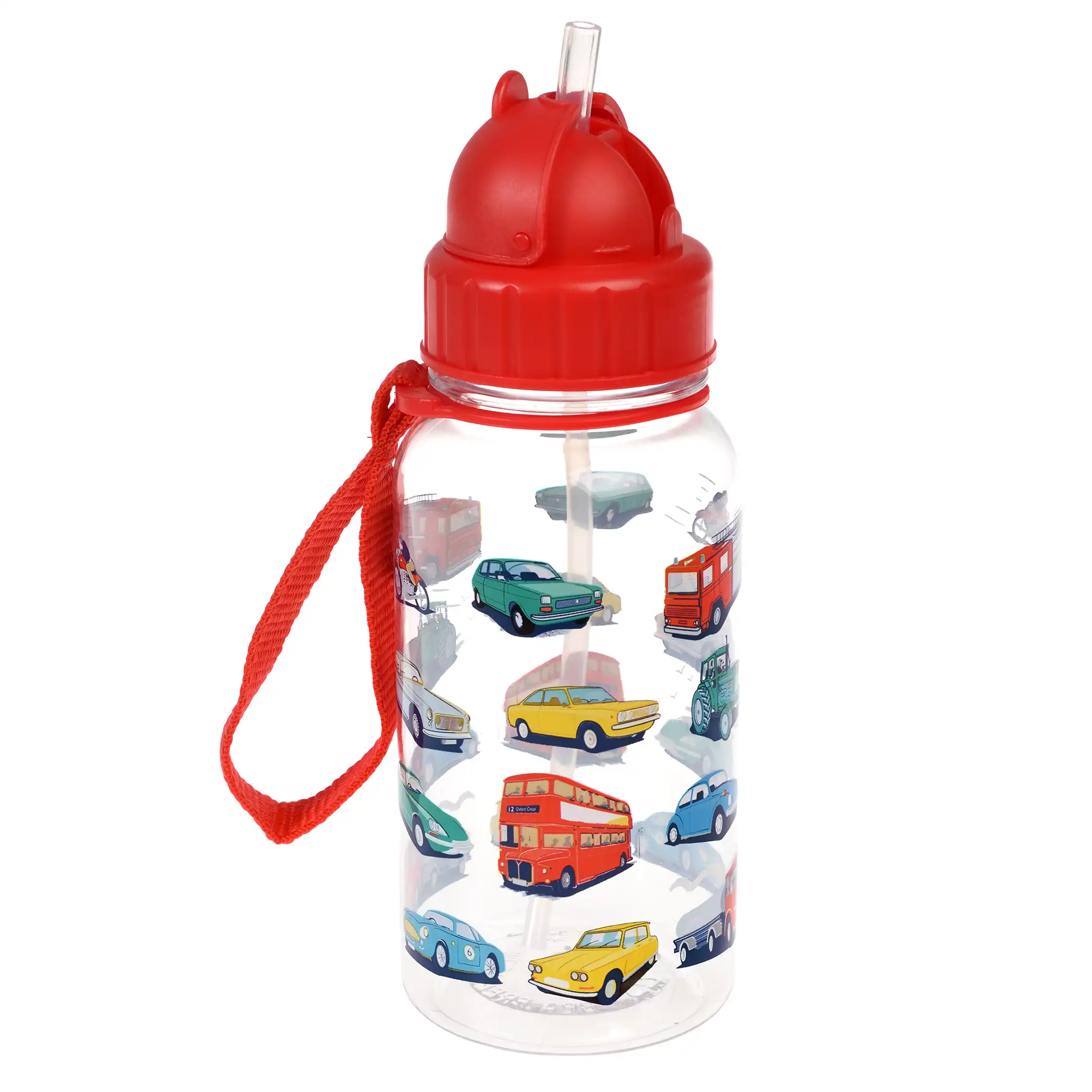 children's water bottle with straw 500ml - road trip