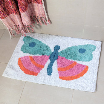 tapis de bain tufté en coton - papillon