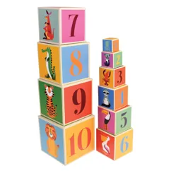 ensemble de 10 blocs empilables colourful creatures