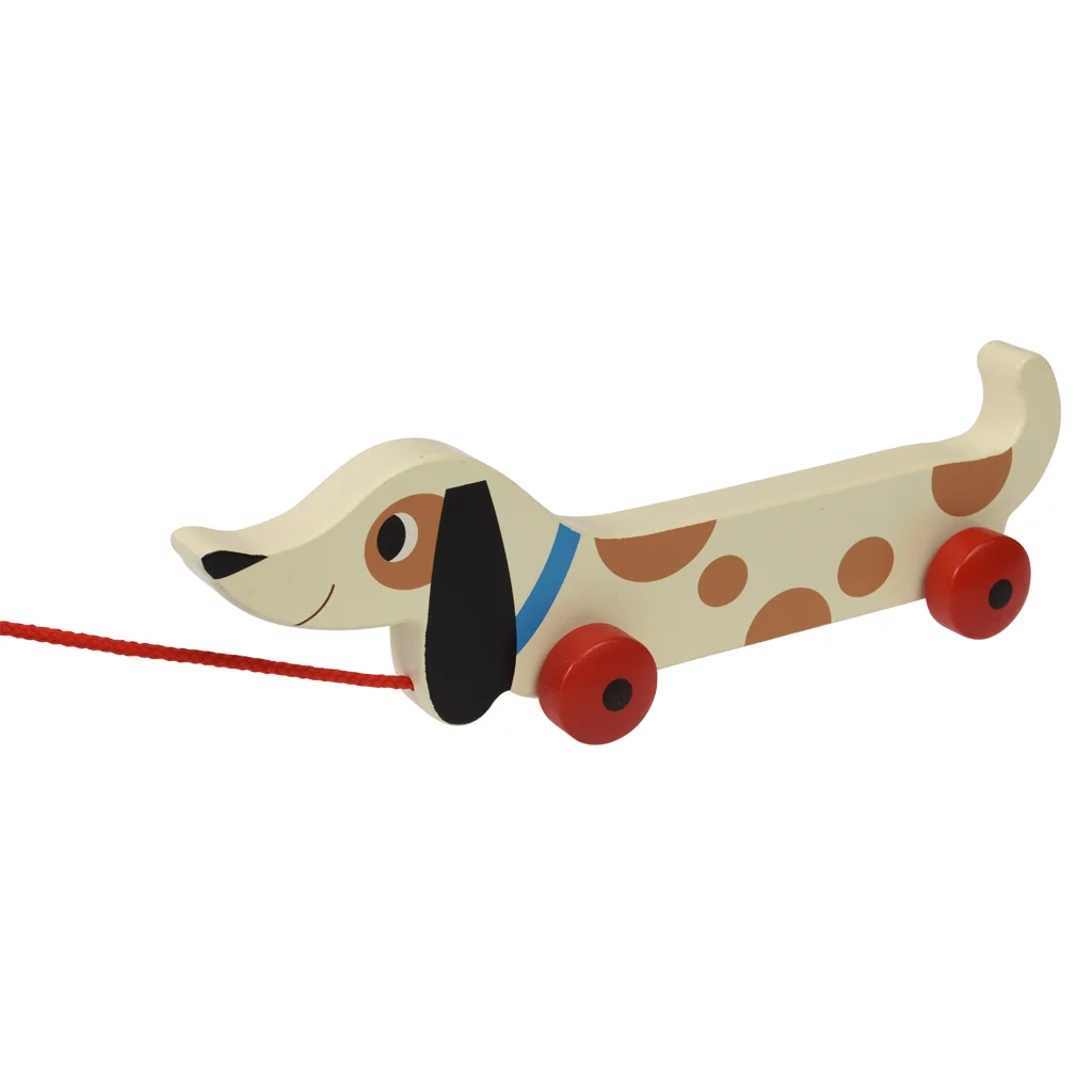 wooden pull toy - charlie the sausage dog