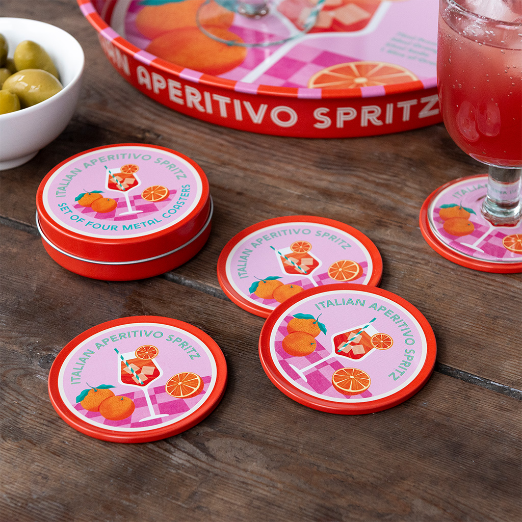metal coasters (set of 4) - aperitivo spritz