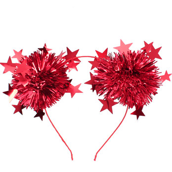 serre-tête de fête – étoile rouge en guirlande scintillante