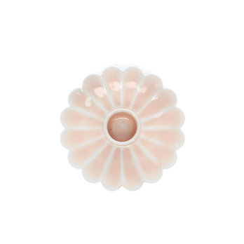 enamel flat flower candle holder - soft pink