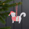 wooden hanging christmas decoration - grey cat