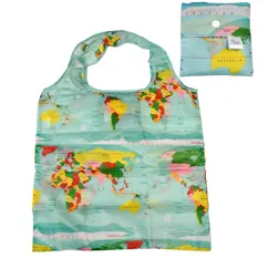 recycled foldaway shopper bag - world map recycled foldaway shopper bag - world map