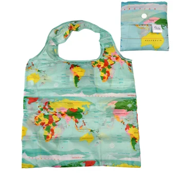 recycled foldaway shopper bag - world map recycled foldaway shopper bag - world map