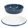 round two-part enamel soap dish - petrol blue