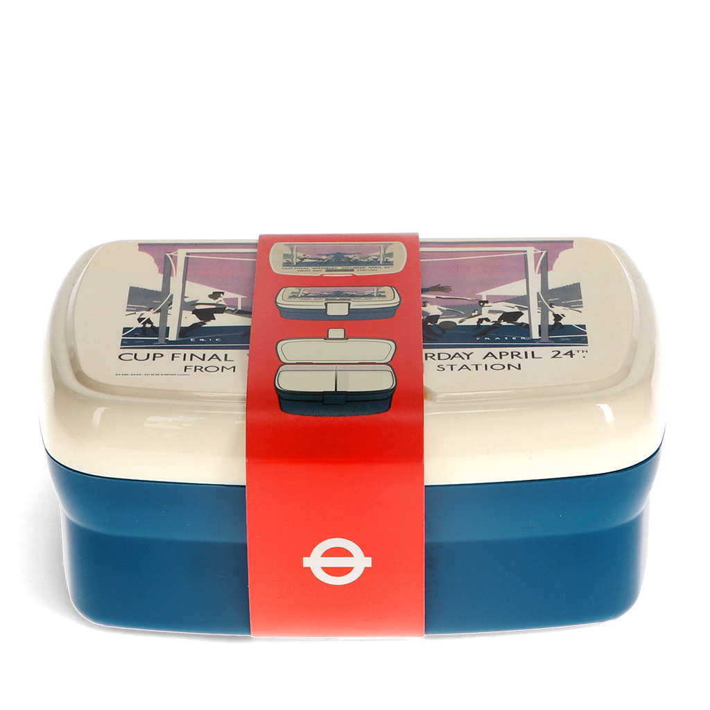 lunch box with tray - tfl vintage poster "cup final"