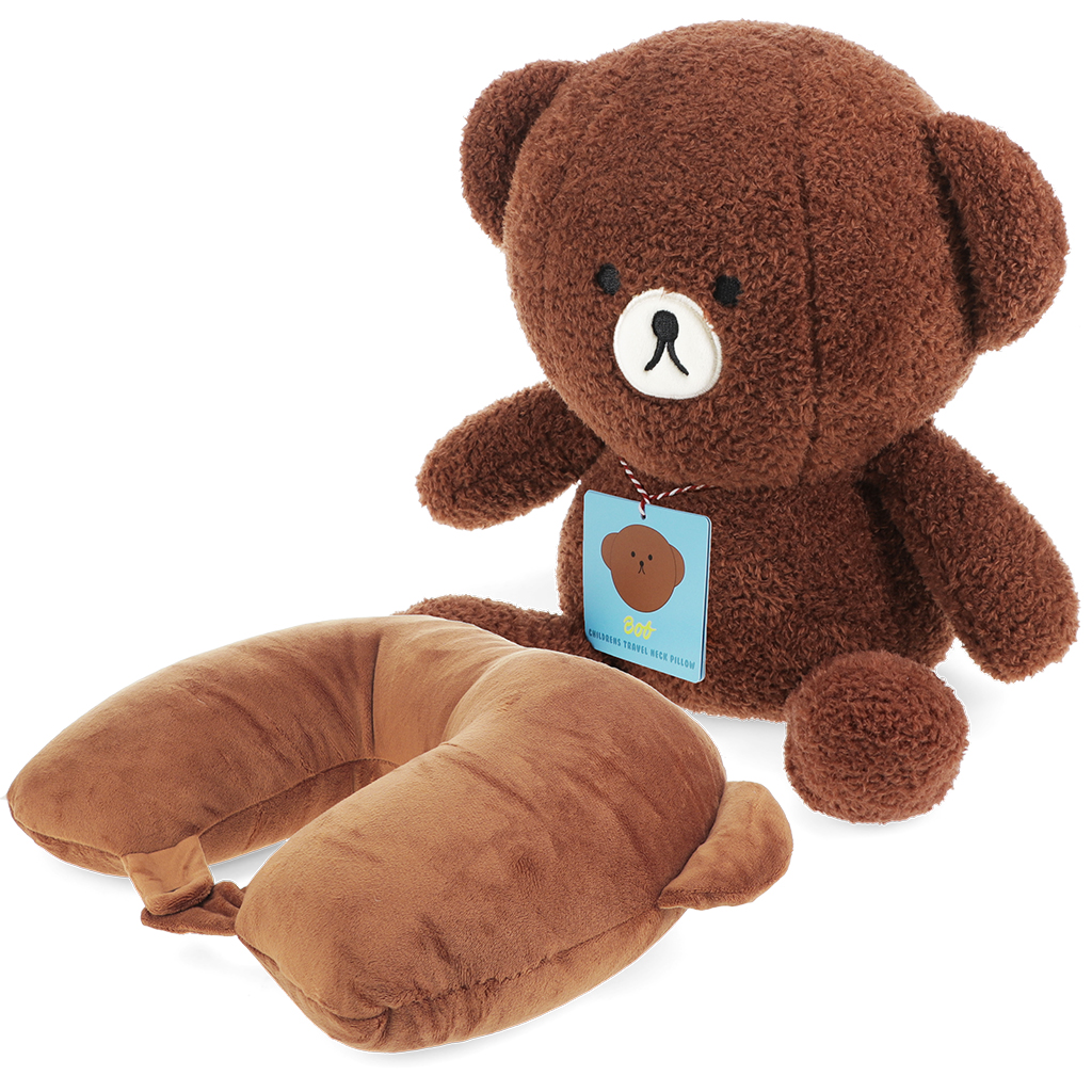 2 in 1 travel pillow soft toy - bob bear