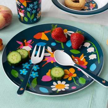 children's melamine plate - fairies in the garden