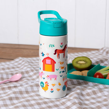 bouteille en inox avec couvercle à bouton poussoir 500ml - farmyard