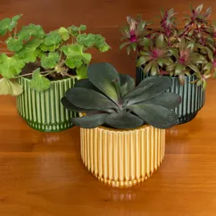 ridged plant pot - mustard ridged plant pot - mustard