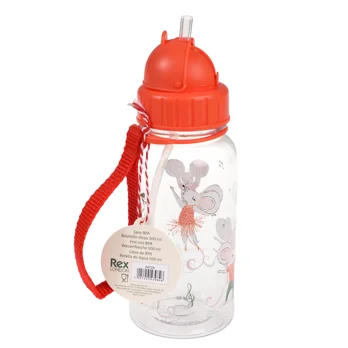 children's water bottle with straw 500ml - mouse ballet children's water bottle with straw 500ml - mouse ballet
