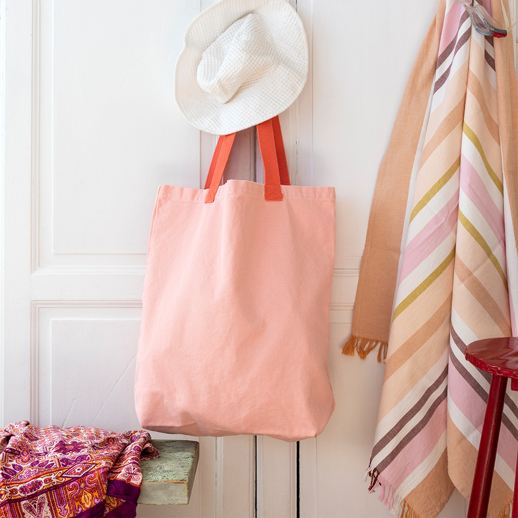two-tone cotton tote bag - pink