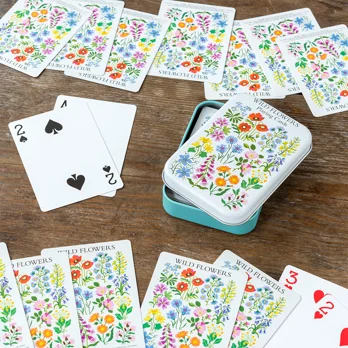 playing cards in a tin - wild flowers playing cards in a tin - wild flowers