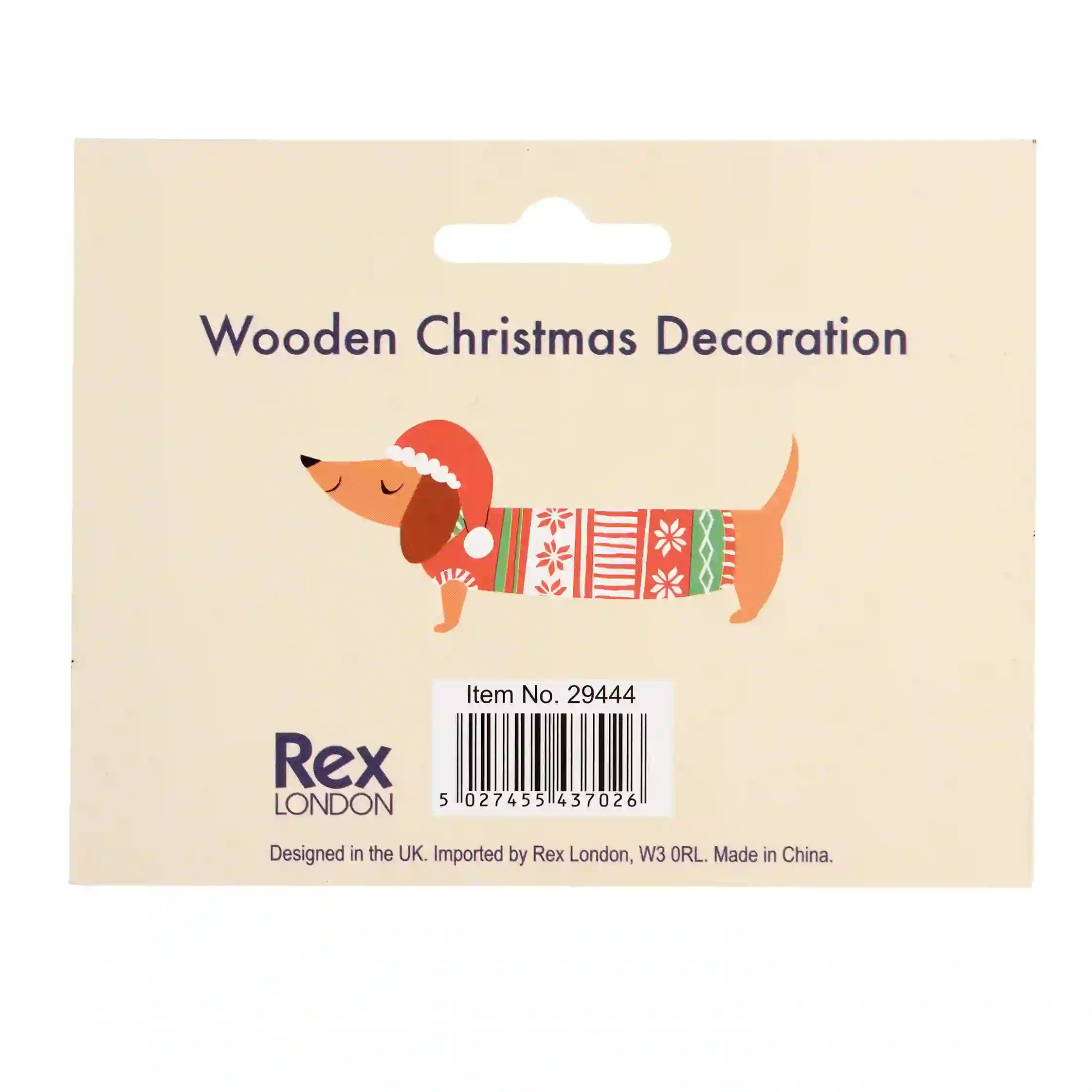 wooden hanging christmas decoration - sausage dog