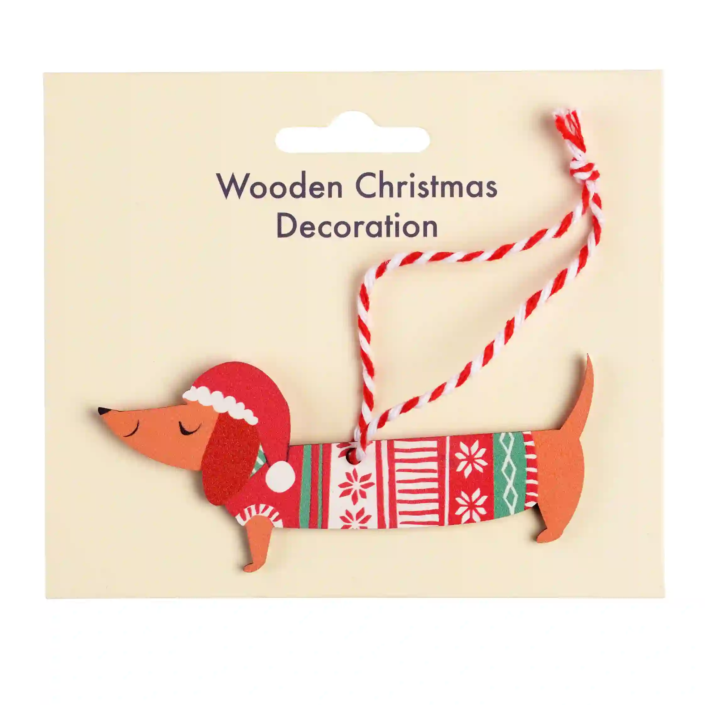 wooden hanging christmas decoration - sausage dog