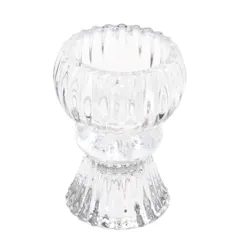 double ended glass candle holder - clear